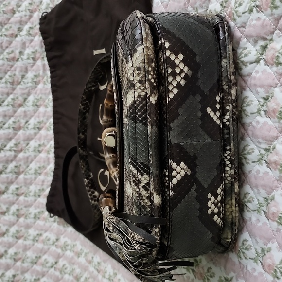 NWT Limited edition Gucci Python bamboo top handle bag exotic snakeskin strap - Picture 11 of 17